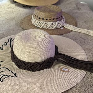 Two handmade macrame hat bands